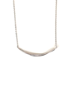 TWIST CURVE BAR PAVE CZ STERLING SILVER NECKLACE