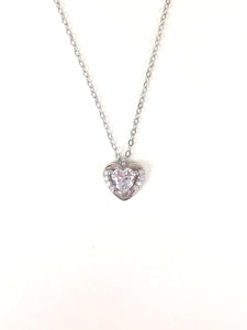 SMALL HEART PAVE CZ STERLING SILVER NECKLACE