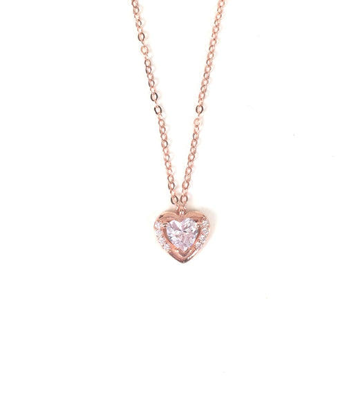SMALL HEART PAVE CZ STERLING SILVER NECKLACE