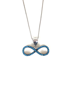 BLUE INFINITY PAVE CZ STERLING SILVER NECKLACE