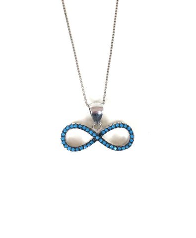 BLUE INFINITY PAVE CZ STERLING SILVER NECKLACE