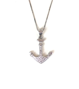 ANCHOR PAVE CZ STERLING SILVER NECKLACE