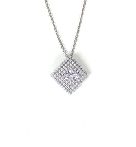 SPARKLING SQUARE PAVE CZ STERLING SILVER NECKLACE