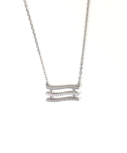 WAVING BARS PAVE CZ STERLING SILVER NECKLACE