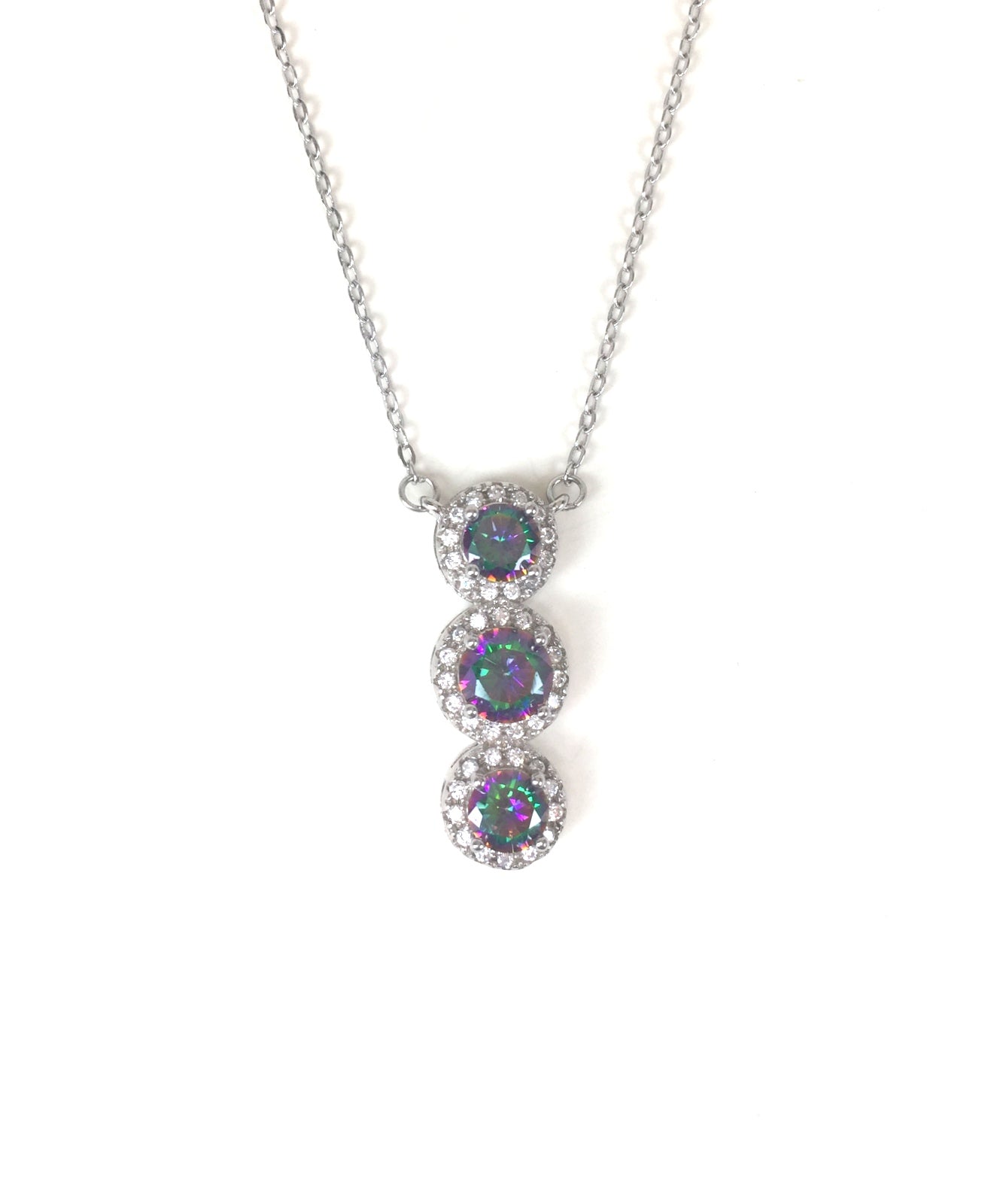 VERTICAL STONES PAVE CZ STERLING SILVER NECKLACE