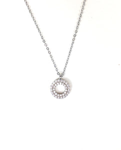 CIRCLE PAVE CZ STERLING SILVER NECKLACE