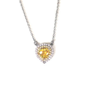 YELLOW HEART PAVE CZ STERLING SILVER NECKLACE