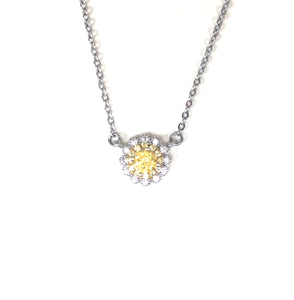CLASSIC YELLOW STONE PAVE CZ STERLING SILVER NECKLACE