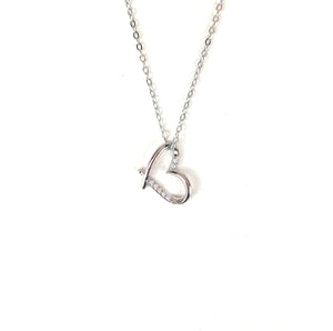 SIMPLE HEART PAVE CZ STERLING SILVER NECKLACE