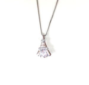EIFFEL TOWER WITH STONE STERLING SILVER NECKLACE