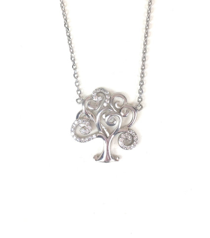 TREE PAVE CZ STERLING SILVER NECKLACE