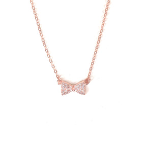 BOW PAVE CZ STERLING SILVER NECKLACE