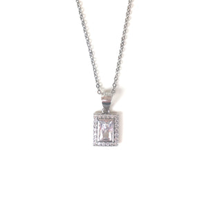 CLASSIC RECTANGLE PAVE CZ STERLING SILVER NECKLACE
