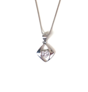 HEART INSIDE PAVE CZ STERLING SILVER NECKLACE