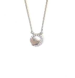 HEART AND CIRCLE PAVE CZ STERLING SILVER NECKLACE