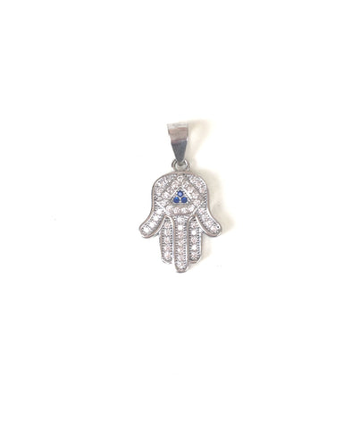 SPARKLING HAMSA PAVE CZ STERLING SILVER PENDANT