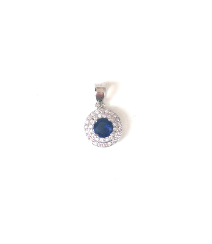 CLASSIC DARK BLUE PAVE CZ STERLING SILVER PENDANT