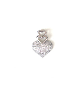 THREE HEARTS PAVE CZ STERLING SILVER PENDANT