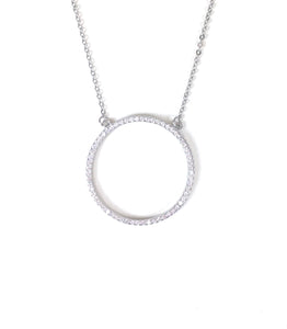 BIG CIRCLE PAVE CZ STERLING SILVER NECKLACE