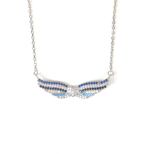 WINGS WITH HEART PAVE CZ STERLING SILVER NECKLACE