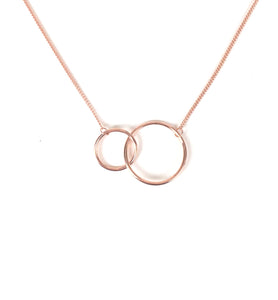ROSE GOLD TWO CIRCLES STERLING SILVER NECKLACE