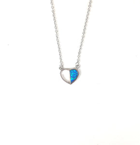 SMALL HEART OPAL STERLING SILVER NECKLACE