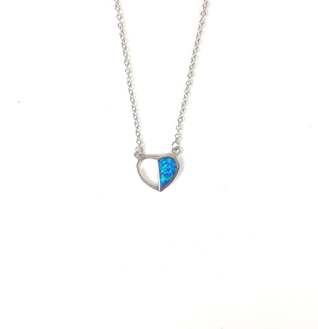 SMALL HEART OPAL STERLING SILVER NECKLACE