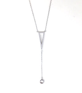 SHARP TRIANGLE PAVE CZ STERLING SILVER NECKLACE