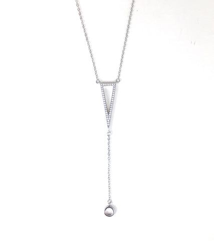 SHARP TRIANGLE PAVE CZ STERLING SILVER NECKLACE