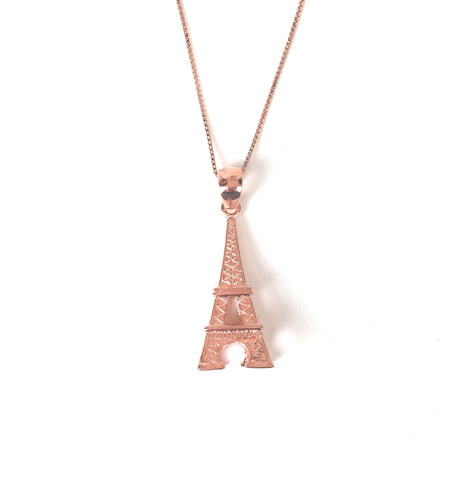 ROSE GOLD BIG EIFFEL TOWER STERLING SILVER NECKLACE
