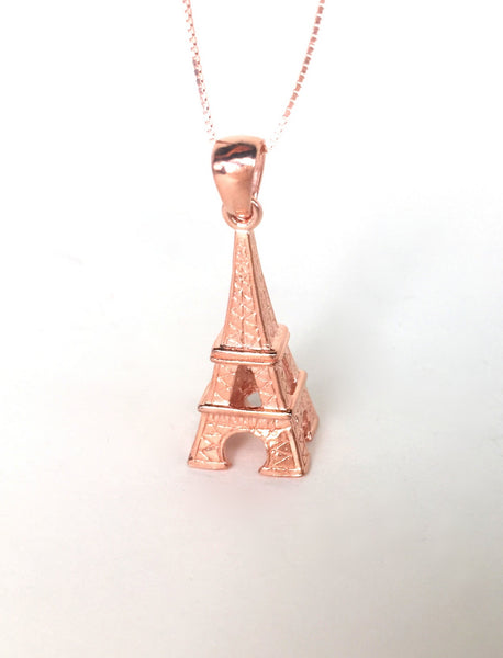ROSE GOLD BIG EIFFEL TOWER STERLING SILVER NECKLACE