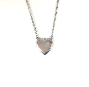 HEART WITH PETITE STONE STERLING SILVER NECKLACE