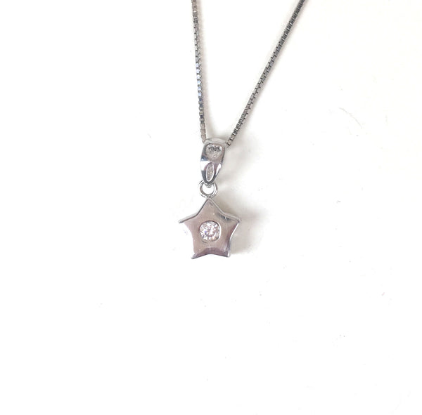 SMALL STAR WITH PETITE STONE STERLING SILVER NECKLACE