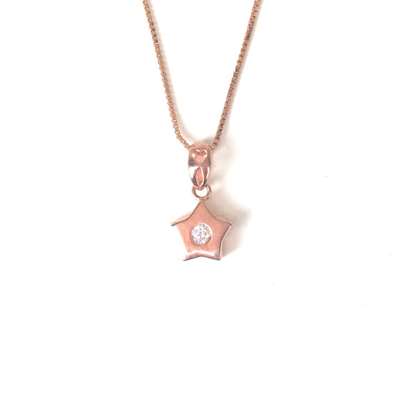 SMALL STAR WITH PETITE STONE STERLING SILVER NECKLACE