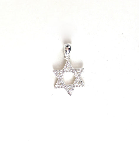 STAR OF DAVID PAVE CZ STERLING SILVER PENDANT