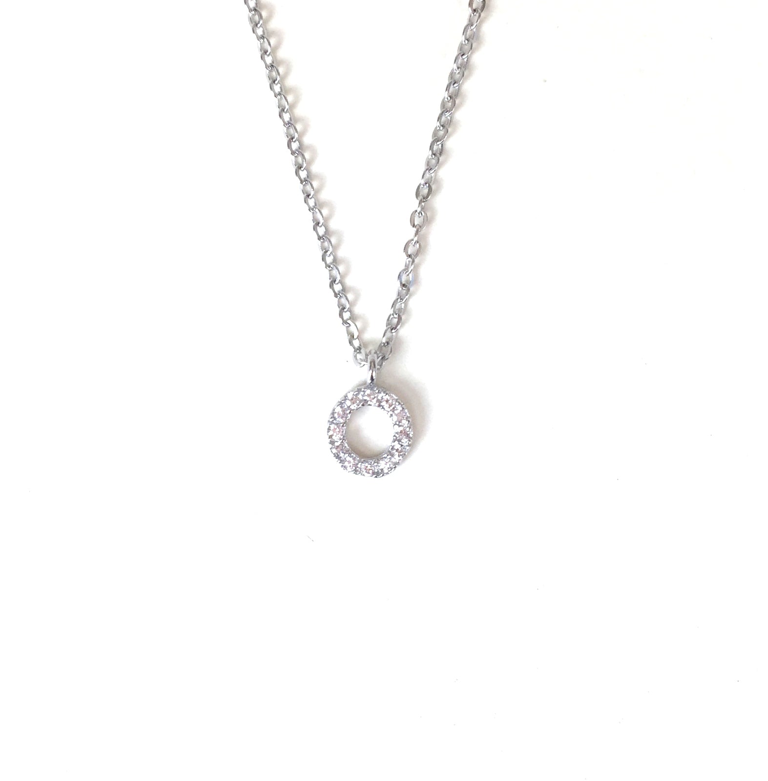 MINI CIRCLE PAVE CZ STERLING SILVER NECKLACE