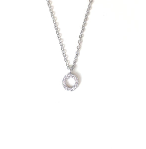 MINI CIRCLE PAVE CZ STERLING SILVER NECKLACE