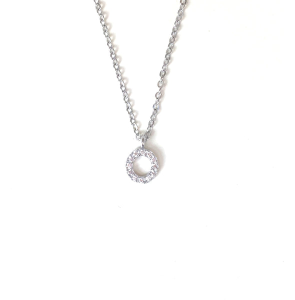 MINI CIRCLE PAVE CZ STERLING SILVER NECKLACE
