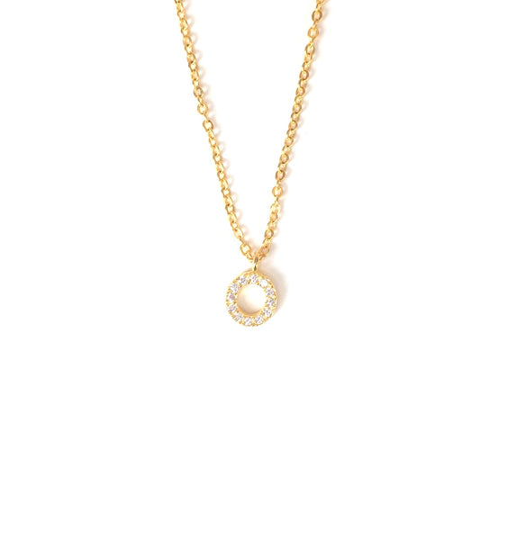 MINI CIRCLE PAVE CZ STERLING SILVER NECKLACE