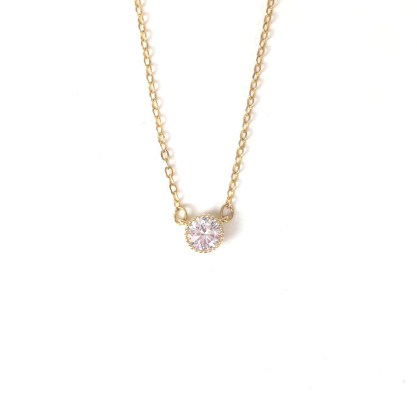 MINI ROUND STONE STERLING SILVER NECKLACE
