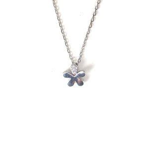 MINI FLOWER PAVE CZ STERLING SILVER NECKLACE