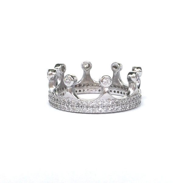 CROWN PAVE CZ STERLING SILVER RING