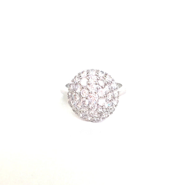SPARKLING ROUND PAVE CZ STERLING SILVER RING