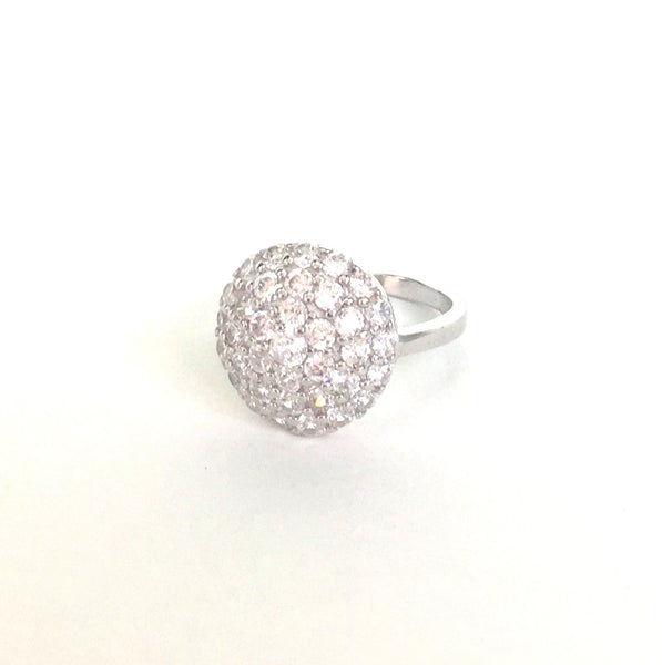 SPARKLING ROUND PAVE CZ STERLING SILVER RING
