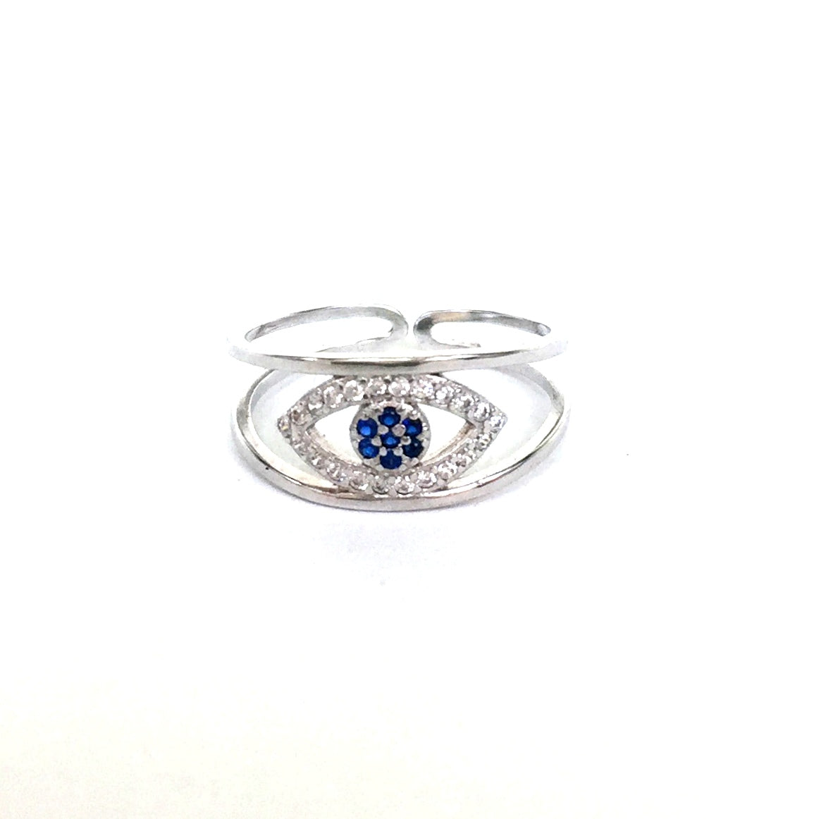 EVIL EYE PAVE CZ STERLING SILVER RING
