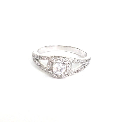 HALO PAVE CZ STERLING SILVER RING