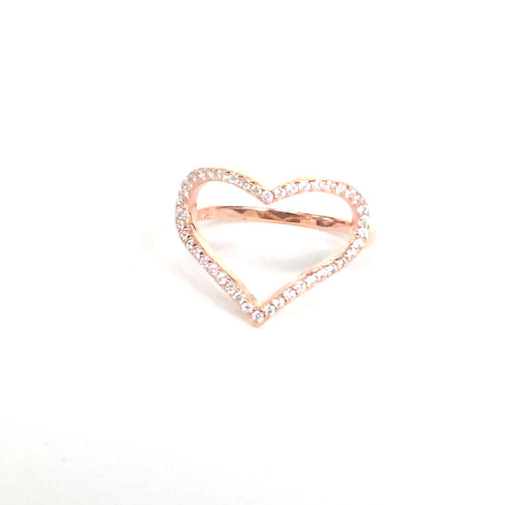 HEART PAVE CZ STERLING SILVER RING