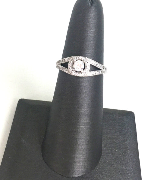 HALO PAVE CZ STERLING SILVER RING