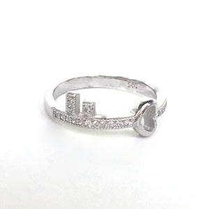 SMALL KEY PAVE CZ STERLING SILVER RING