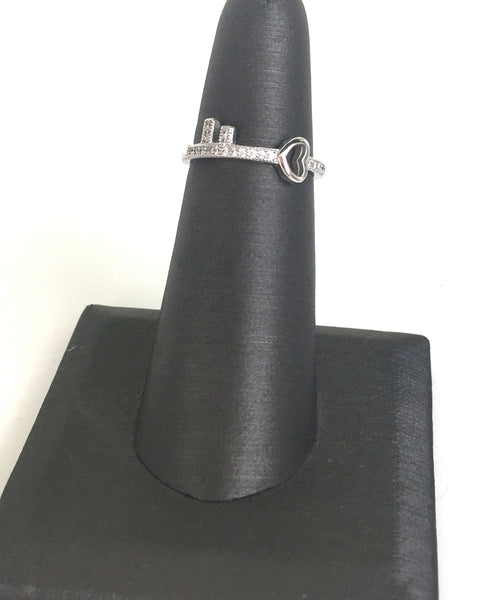SMALL KEY PAVE CZ STERLING SILVER RING